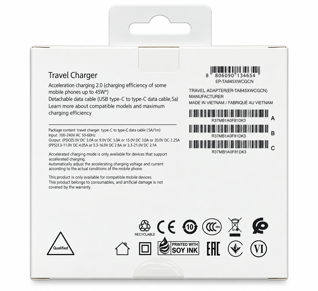 MANZAR - 45W POWER ADAPTER WITH TYPE C 5A CABLE